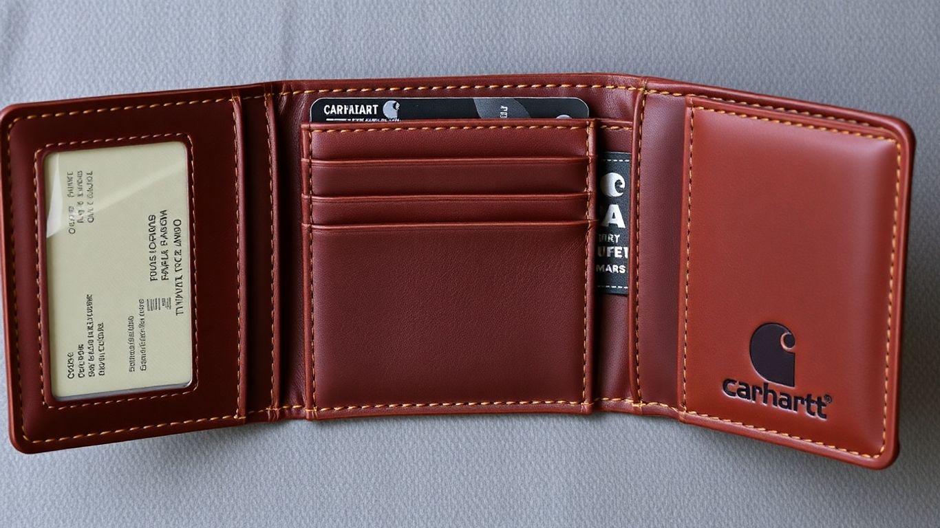 Carhartt trifold RFID-blocking wallet open