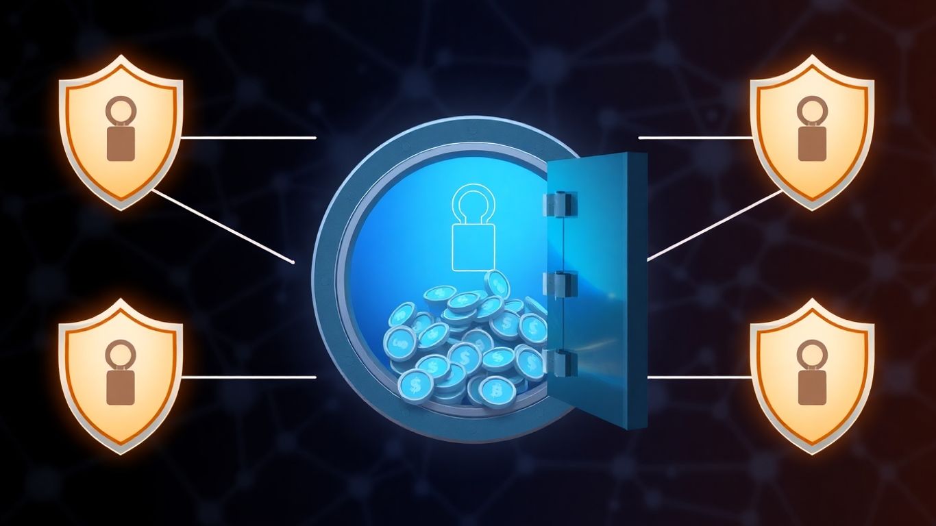Multi signature wallet security with interlocking shields and keys.