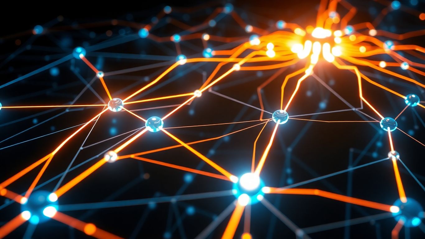 Digital network with glowing nodes and anomalies.