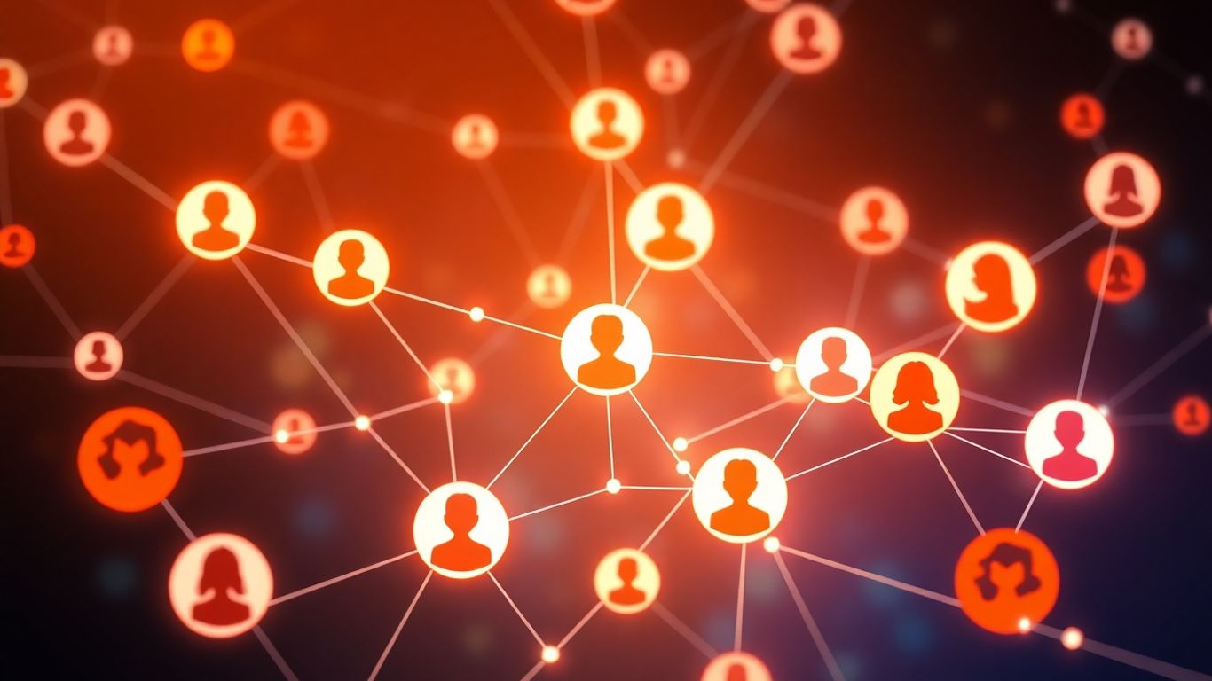 Digital network connecting people's profiles.
