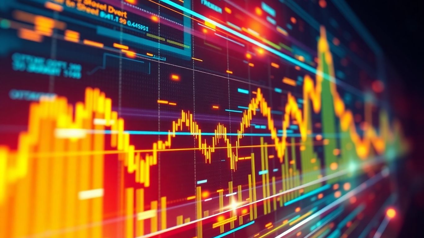 Cryptocurrency trading interface with glowing data.
