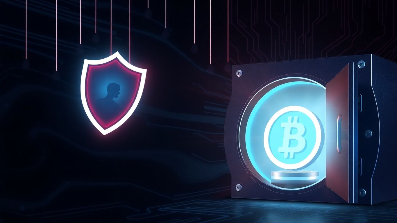 Crypto shield protecting coins from rugpull threats.