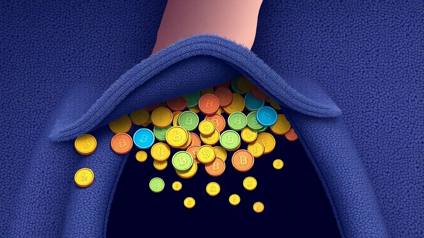 Crypto coins falling as a rug is pulled.