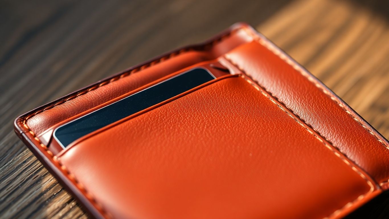 Brown leather wallet with card slots