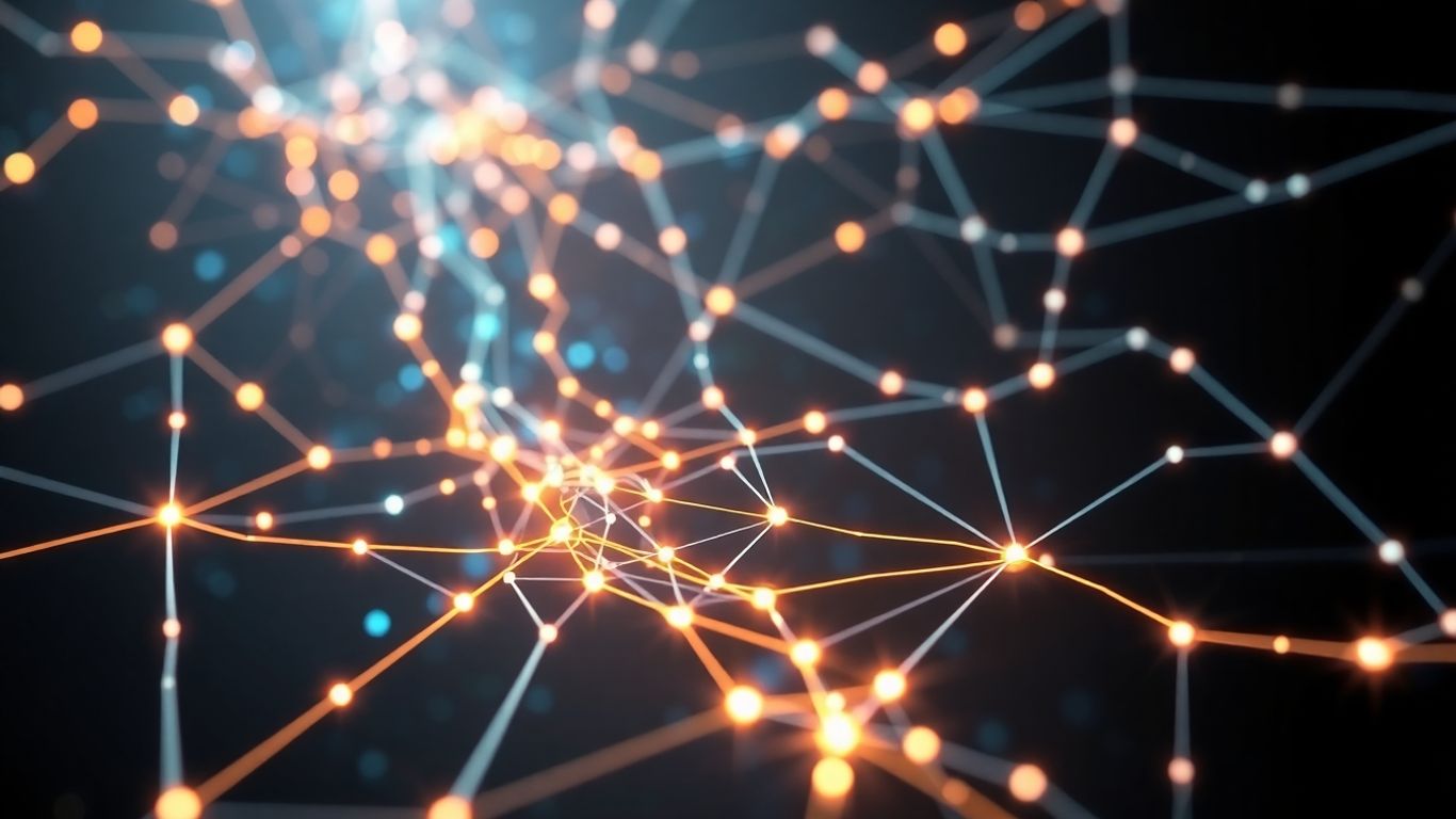 Digital network with glowing pathways