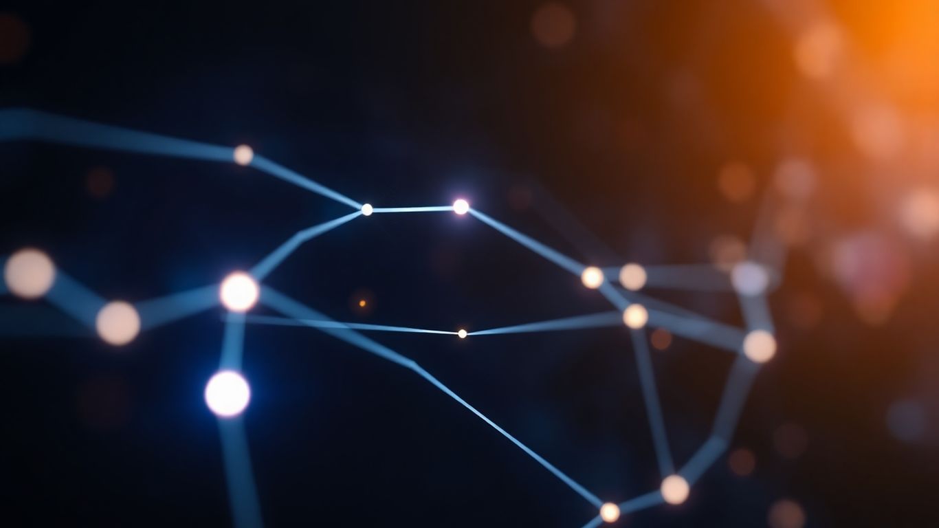 Digital network interface with glowing data streams.