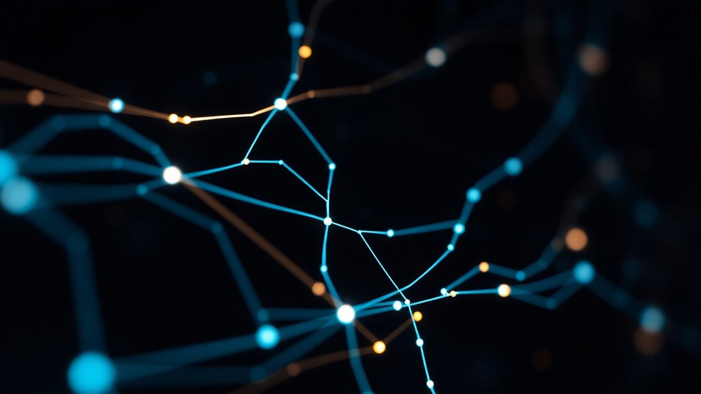 Digital network interface with glowing data streams.