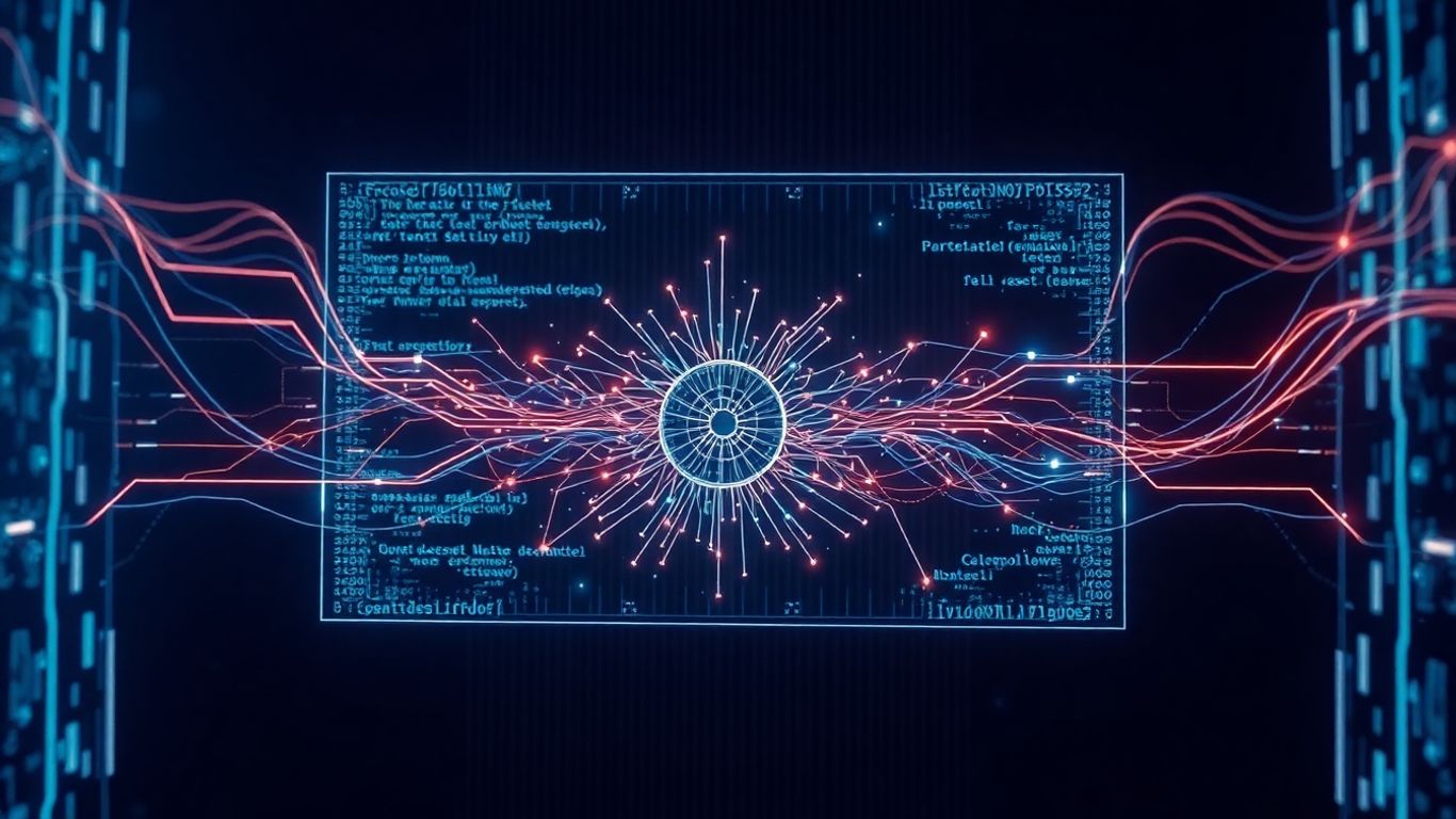 AI smart contract audit interface with glowing code.