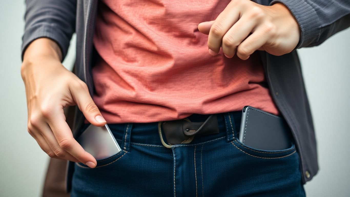 Person searching for a lost wallet.