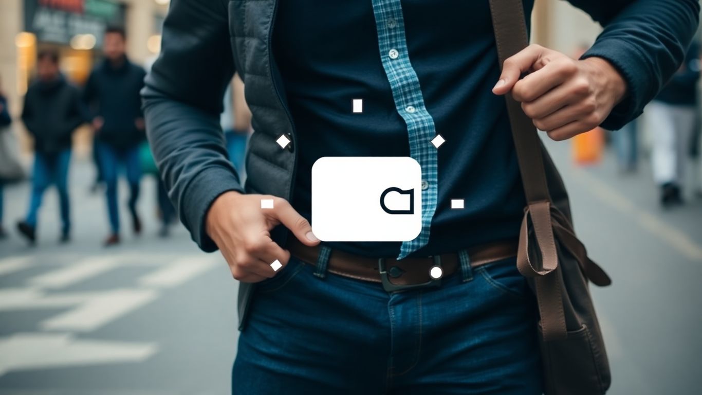 Person searching for a lost wallet on a street.