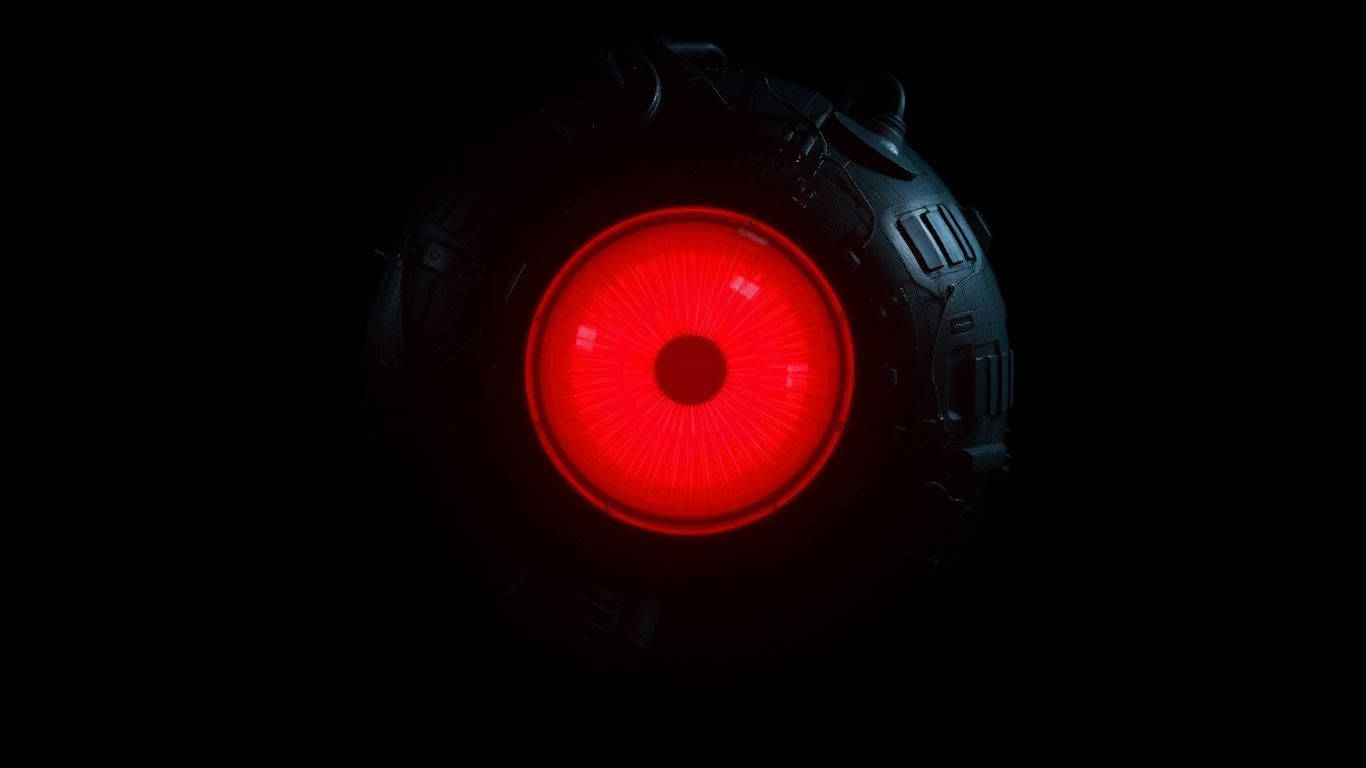 Menacing red eye of Skynet AI