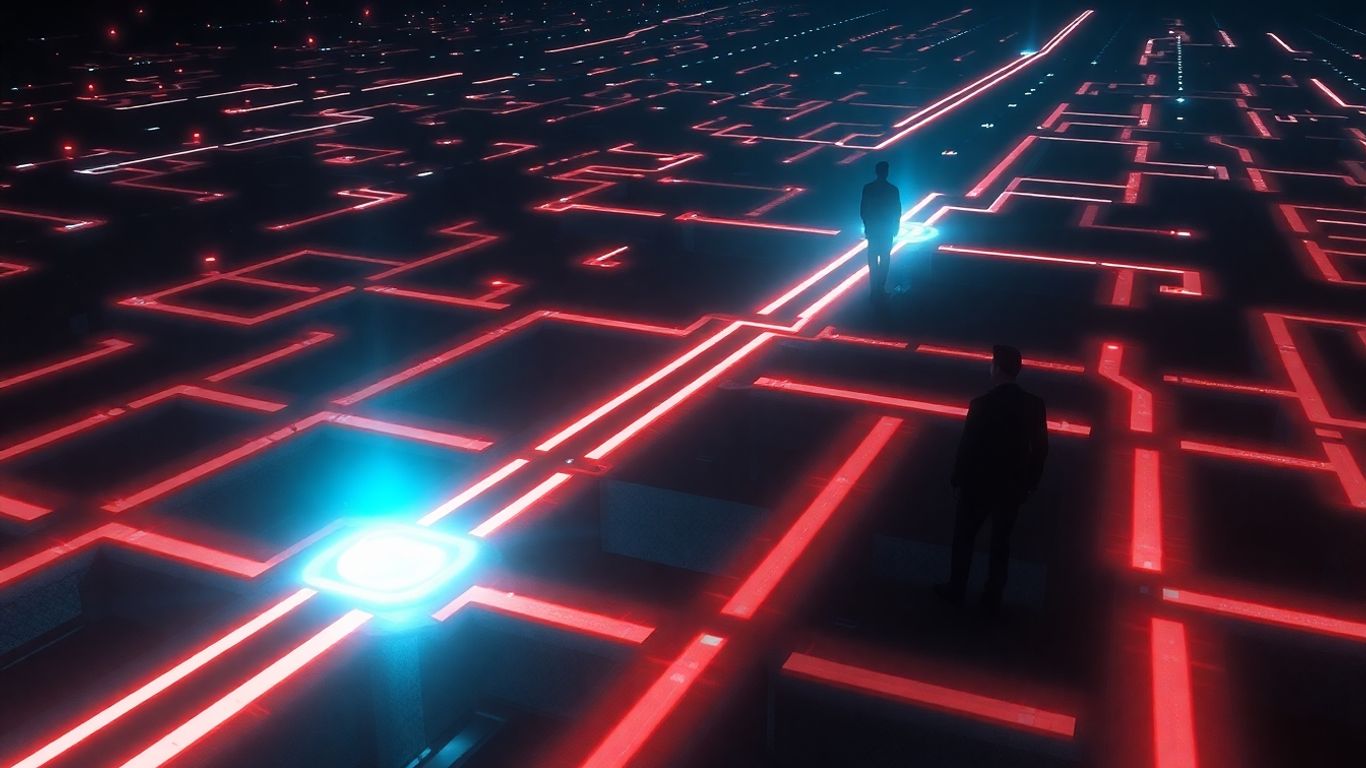 Digital maze with a glowing honeypot trap.