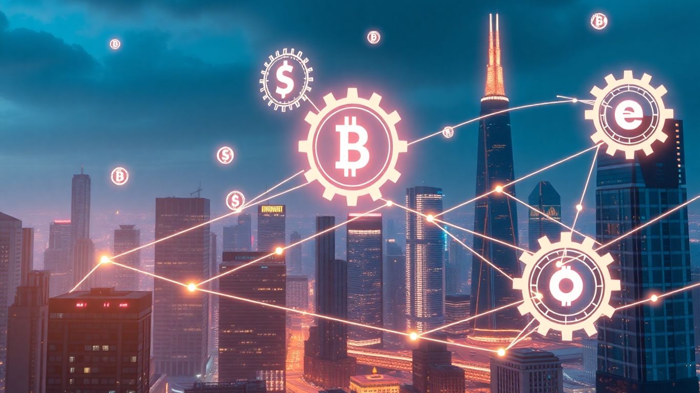 Blockchain and audit gears integrated with financial buildings.