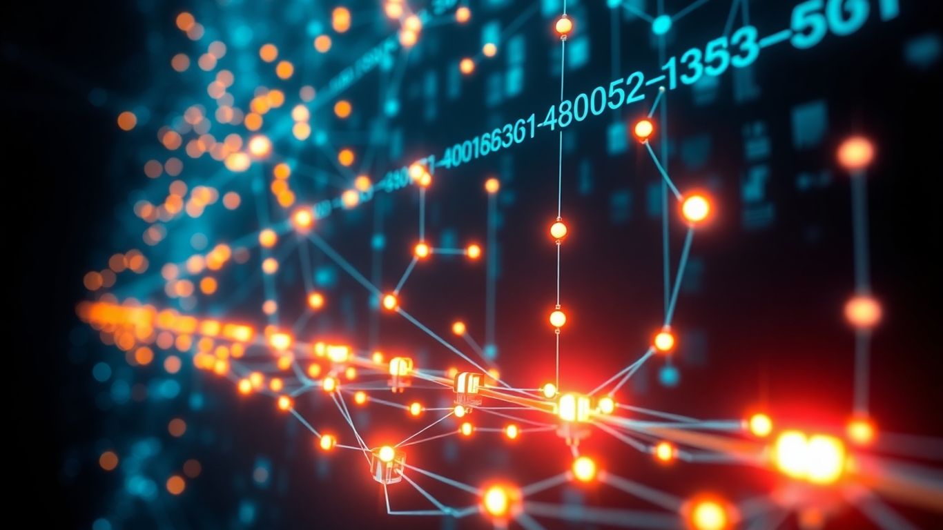 Digital network with highlighted addresses.