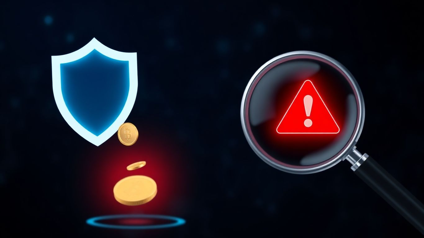 Digital shield protecting investments from falling coins.