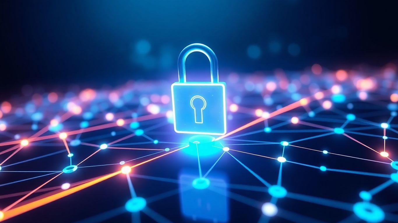 Blockchain security padlock network digital abstract