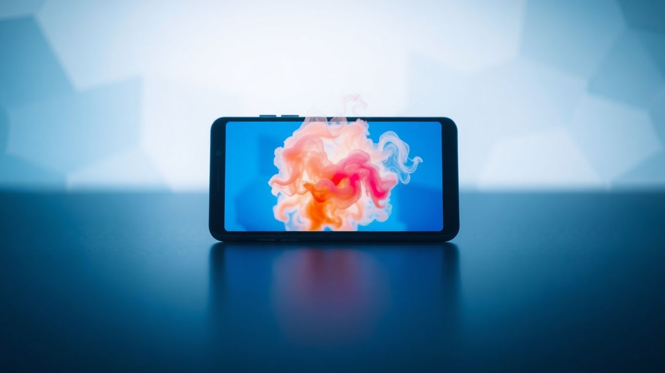 Smartphone displaying scent cloud, part of Pura ecosystem.