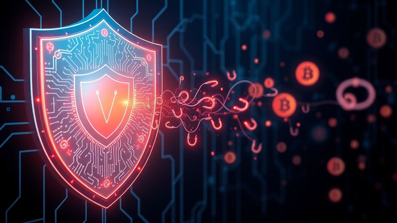 Digital shield blocking crypto phishing attacks.