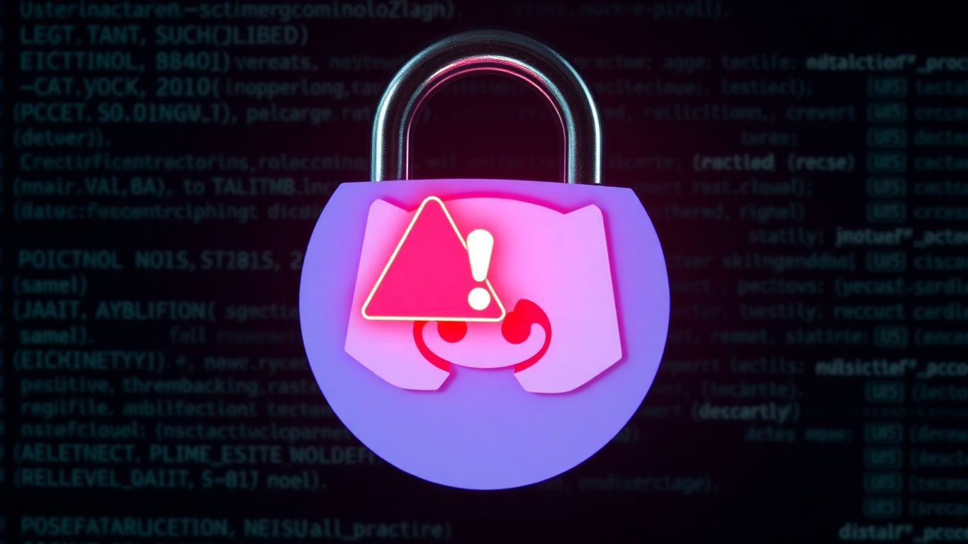 Discord logo with a warning symbol and code.