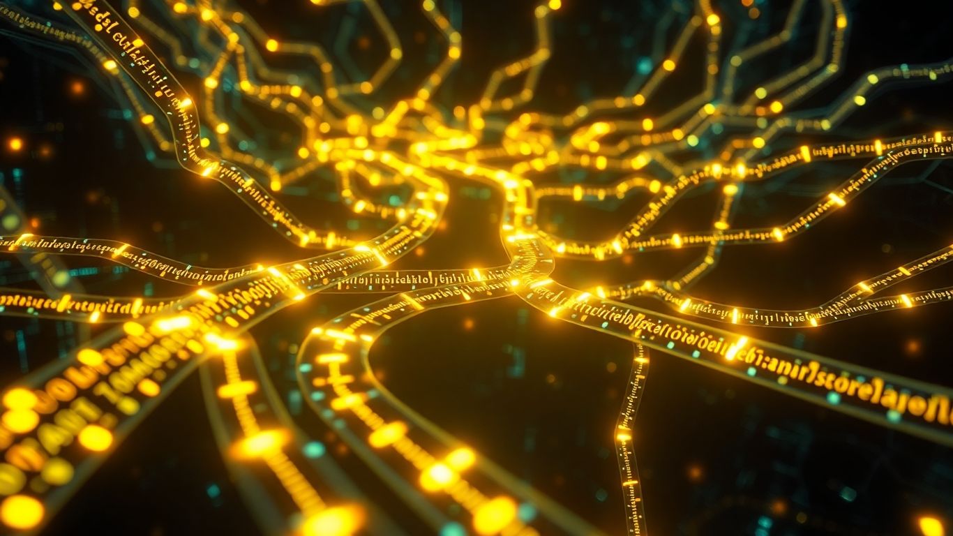 Digital pathways with secure upgrade route amidst corruption.