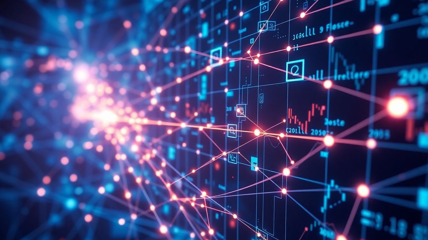 Digital data stream with glowing connections.