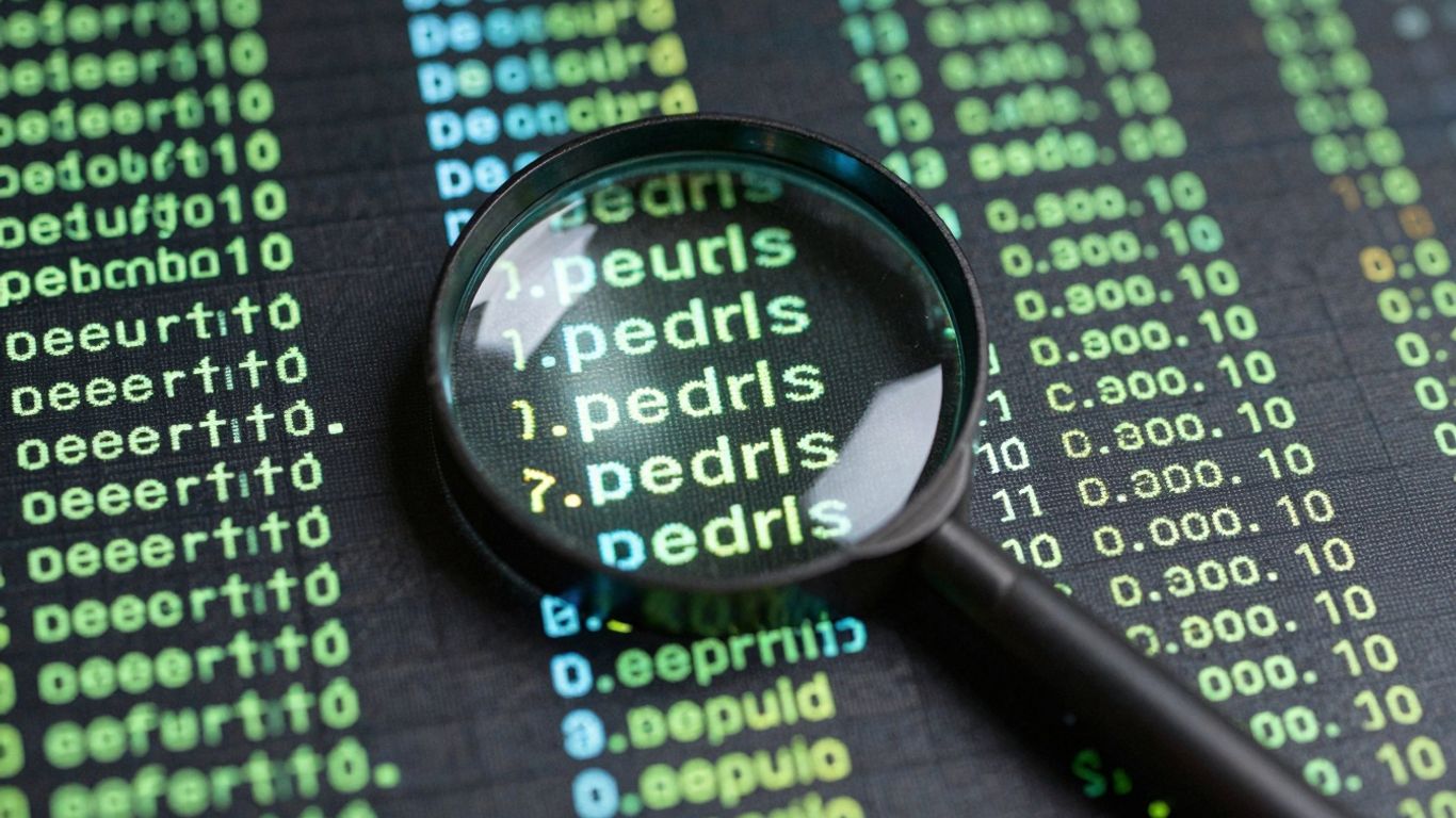 Digital audit log with magnifying glass over security event.