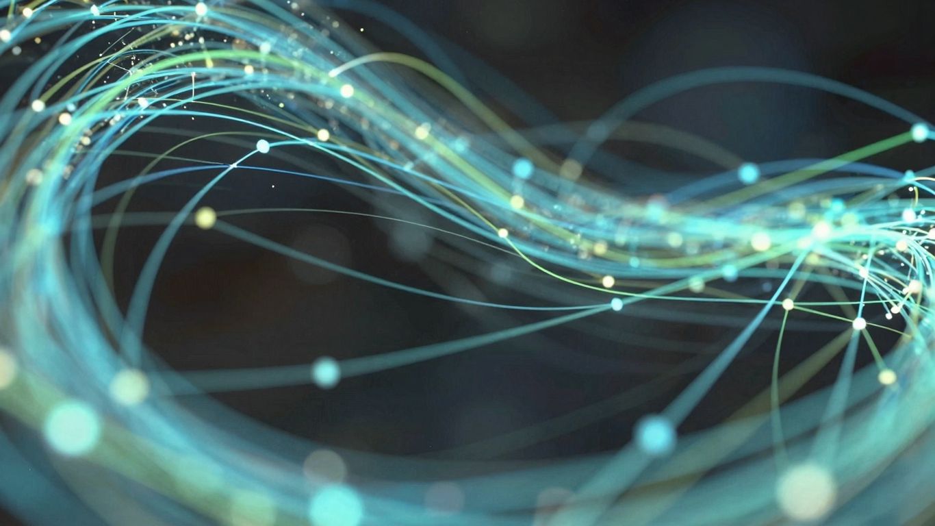 Abstract data streams flowing through a digital network.