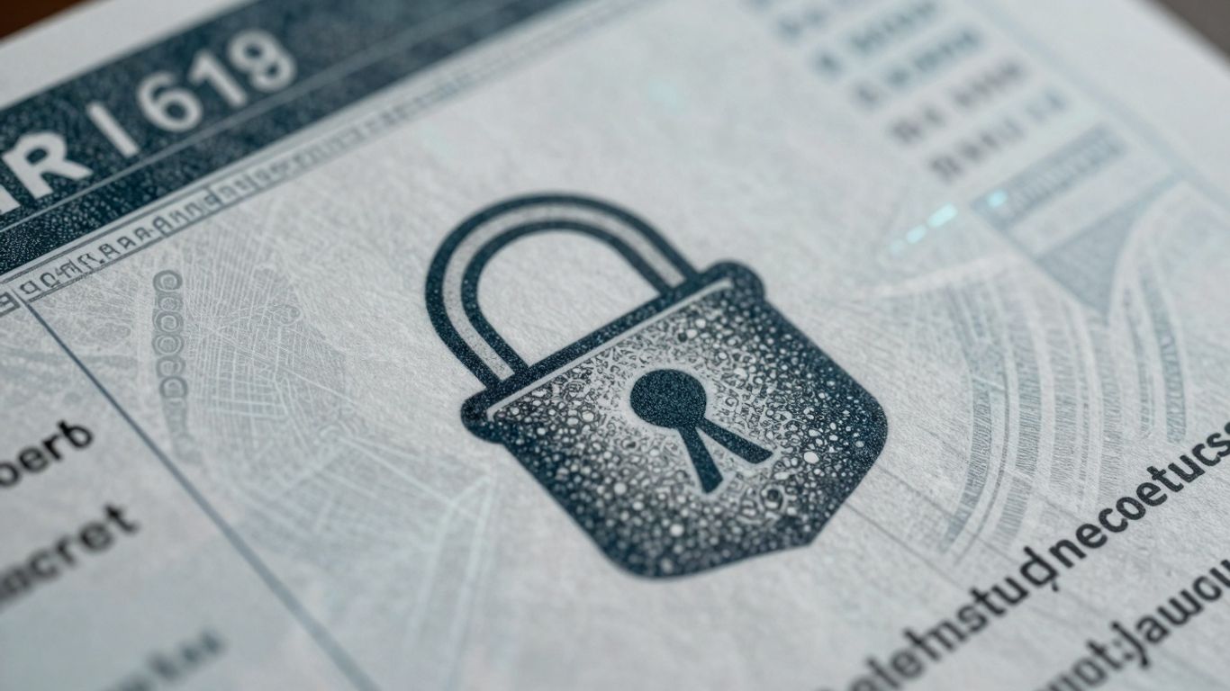 Abstract digital security patterns and layers.