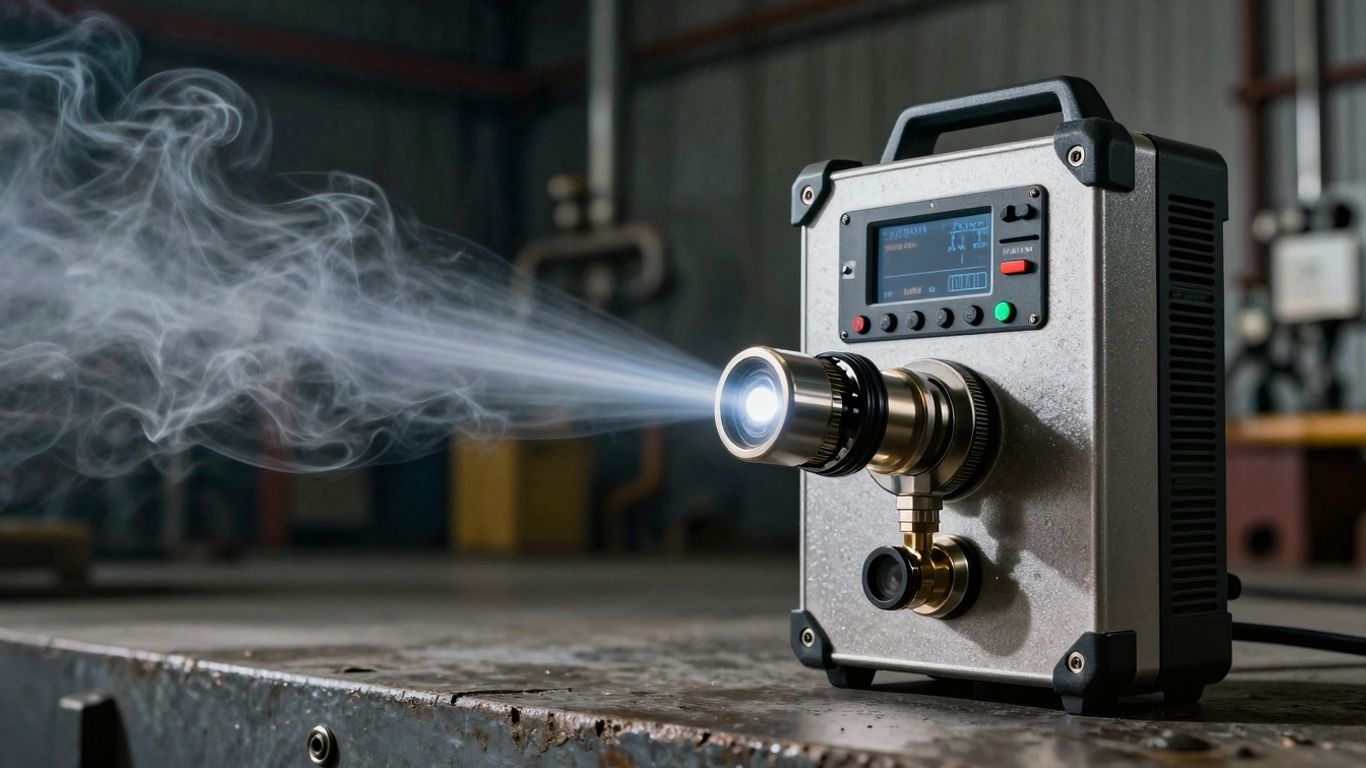 Gas detection device scanning vapor clouds.