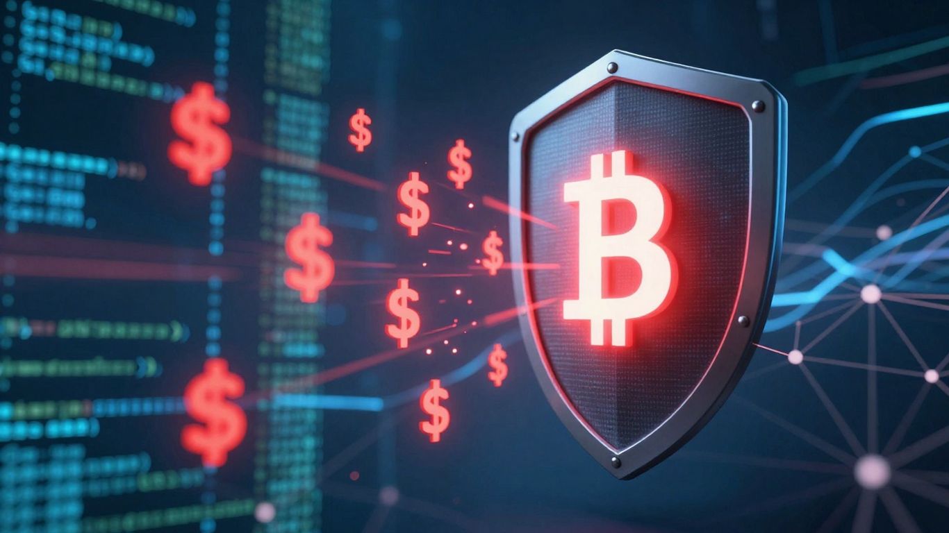 Digital shield protecting against scam cryptocurrency airdrops.