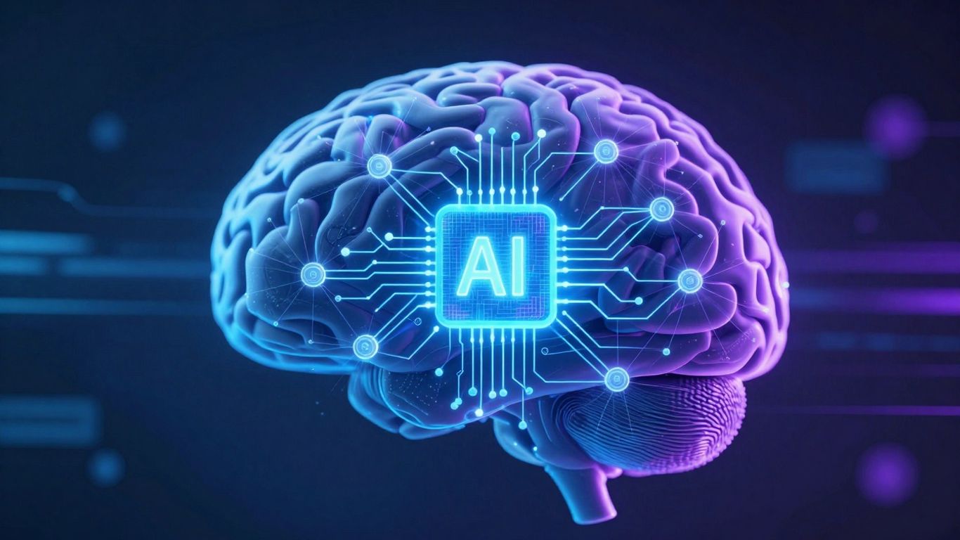 AI and Web3 security audit concept with digital brain and blockchain.