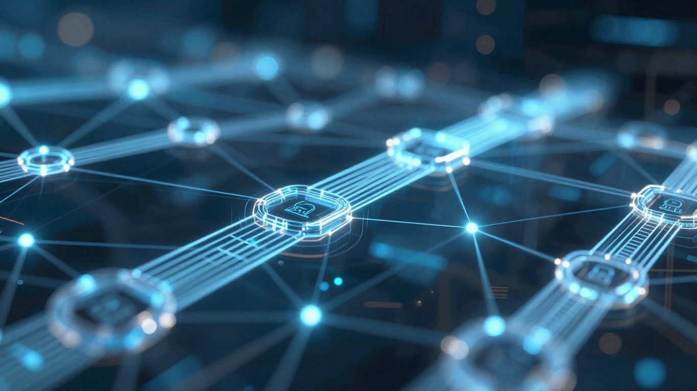 Interconnected digital chains forming a network.