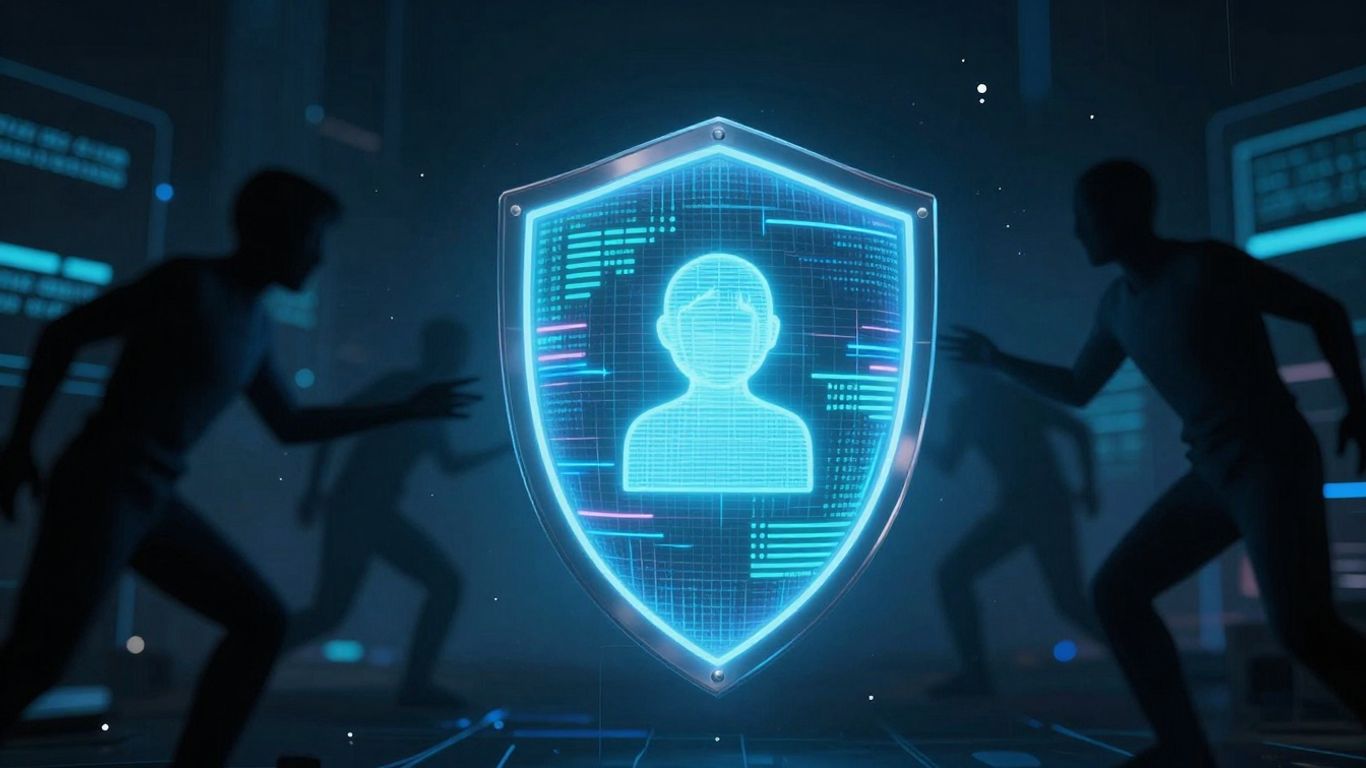 Digital shield protecting user from online threats.