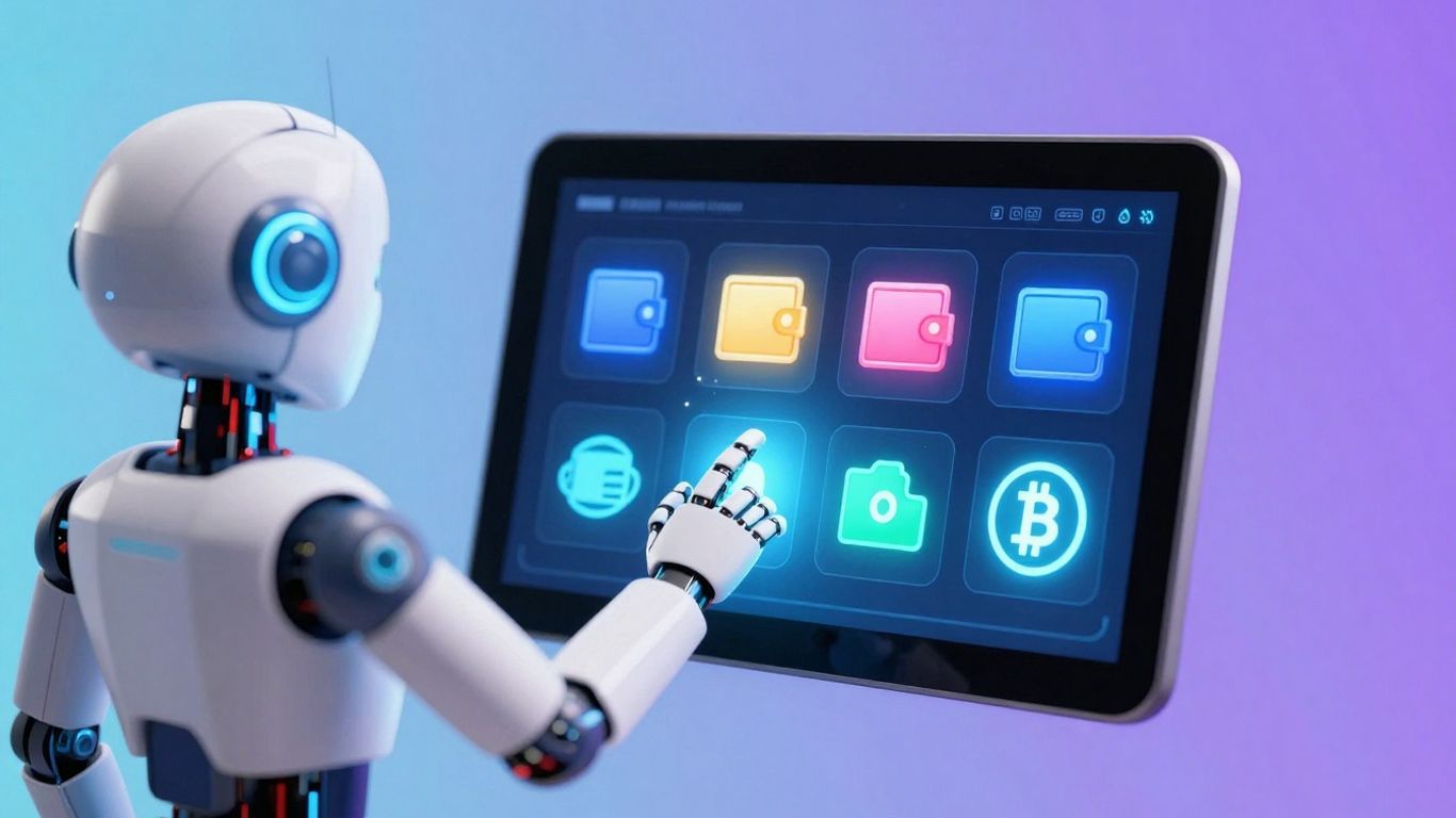 Robot assisting with cryptocurrency wallet selection