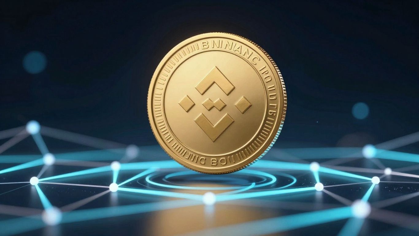 Binance Coin (BNB) digital currency with Binance logo.