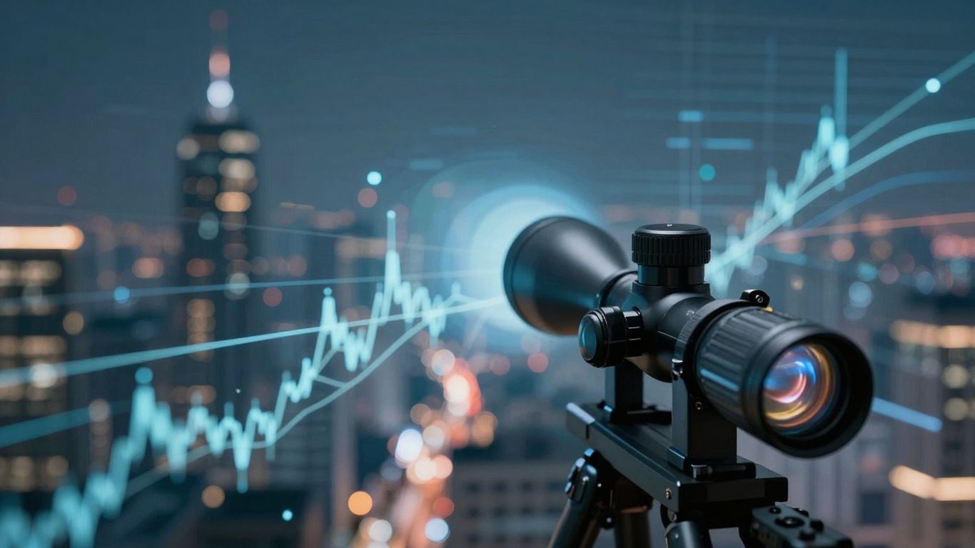 Crypto market with sniper scope overlay