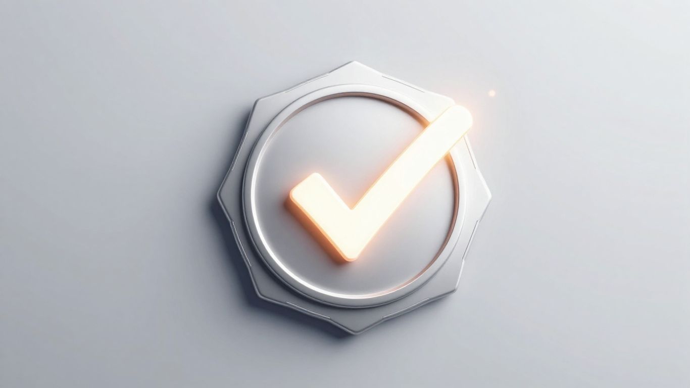 Digital audit badge with a glowing checkmark