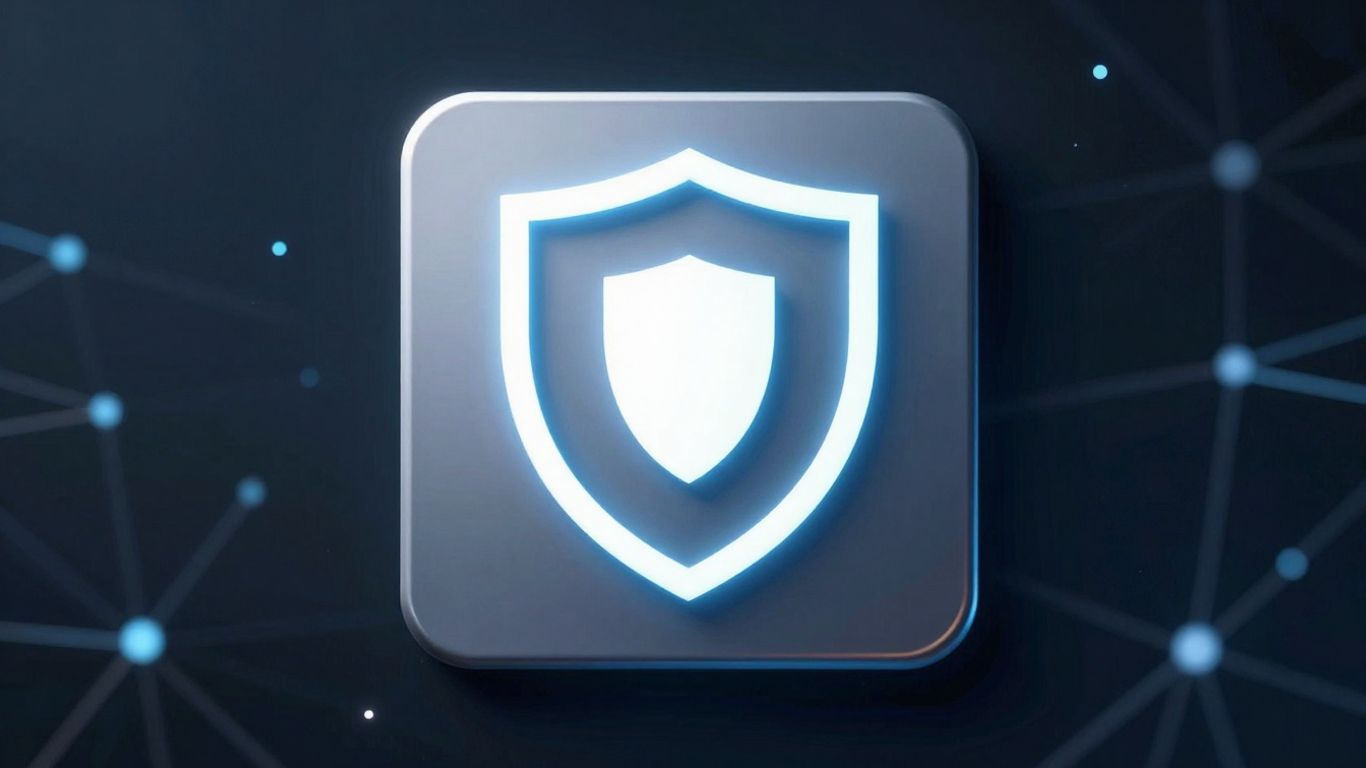 Digital audit badge with a glowing shield icon.