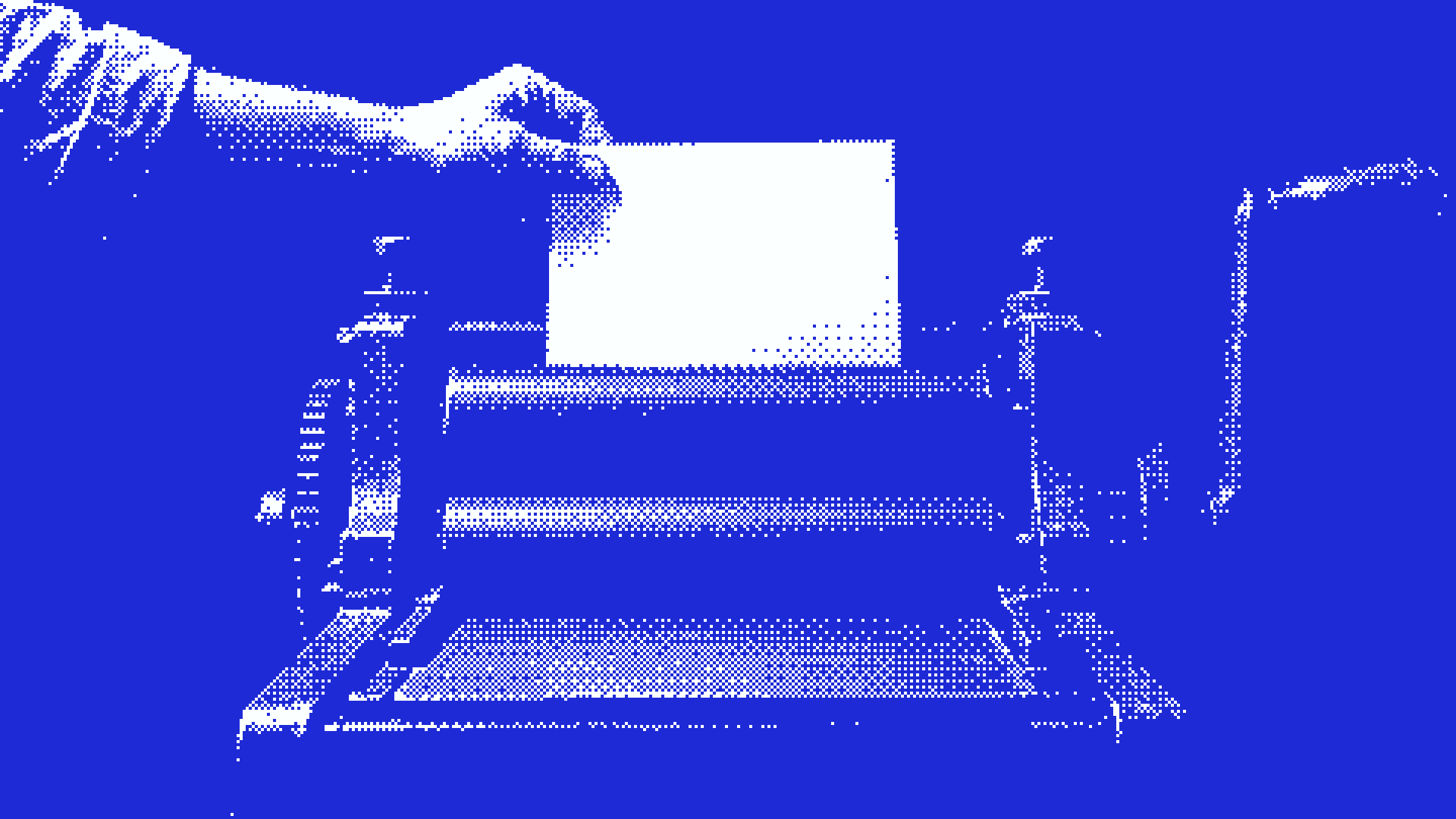 Une main glisse une feuille blanche dans une presse à manivelle, comme un workflow de création de contenu IA