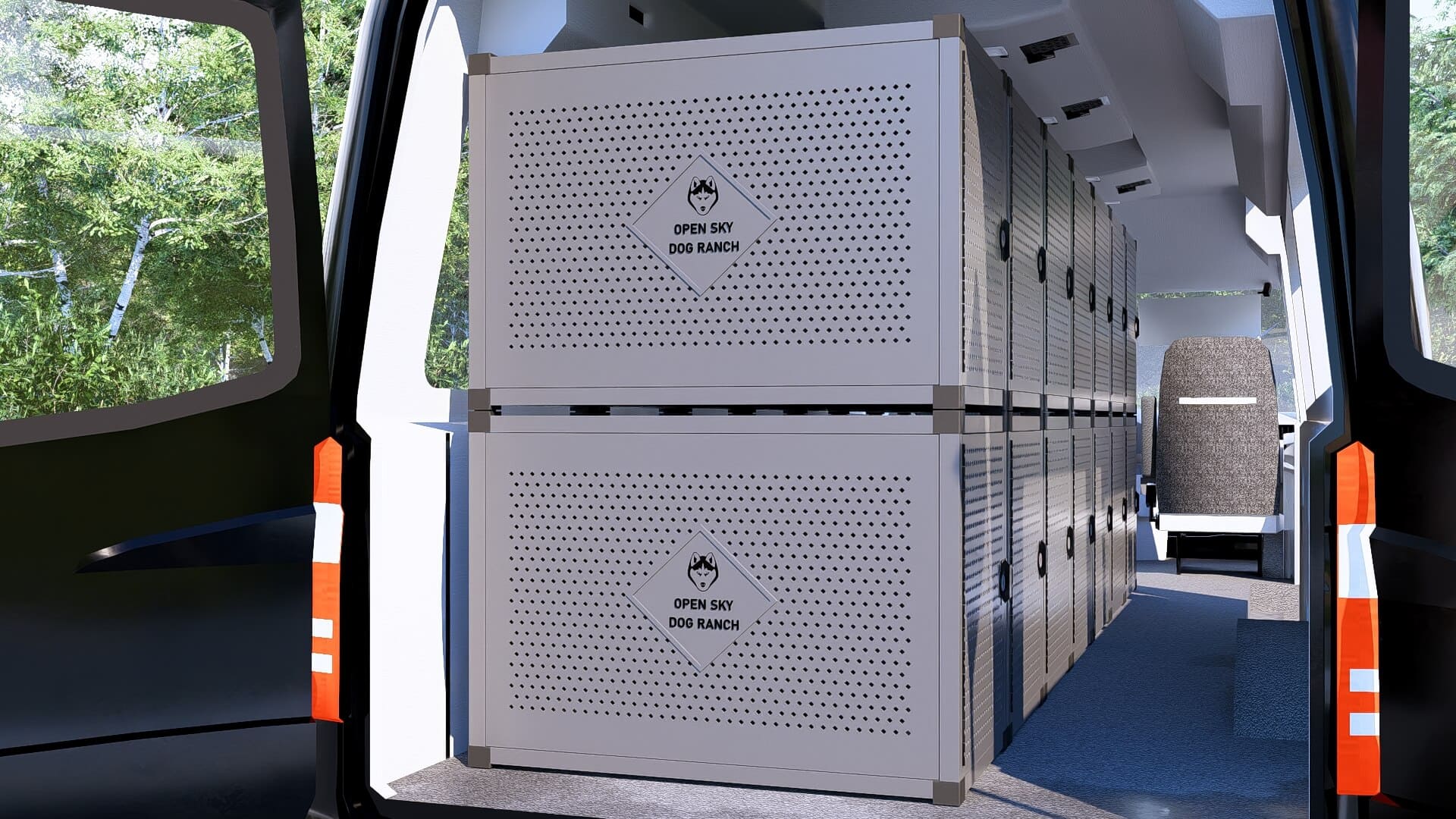 Photo of the Open Sky Dog Ranch crates inside the shuttle