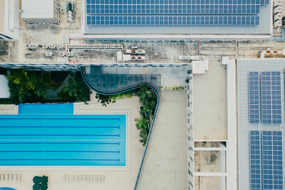 Top view of commercial solar panel