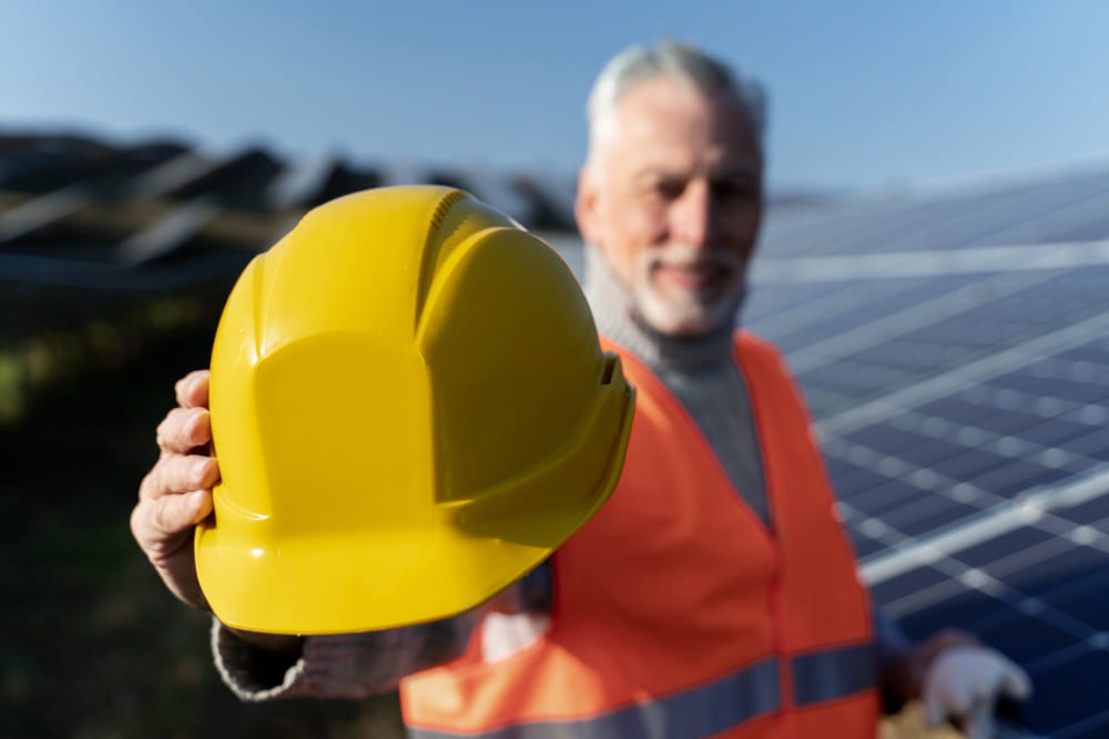 Solar Engineer holding hard hat