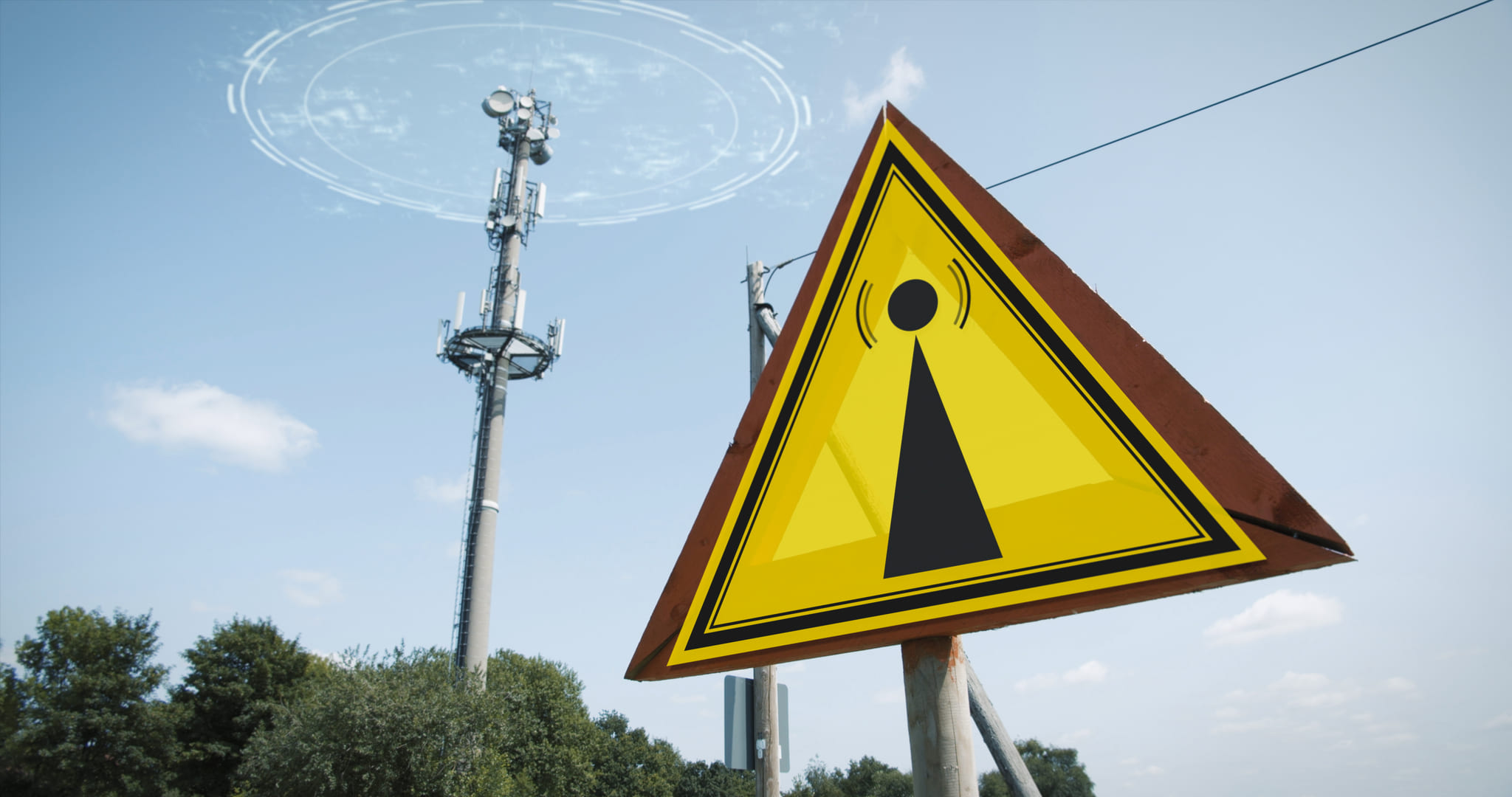EMF warning sign 5G cell tower radiation
