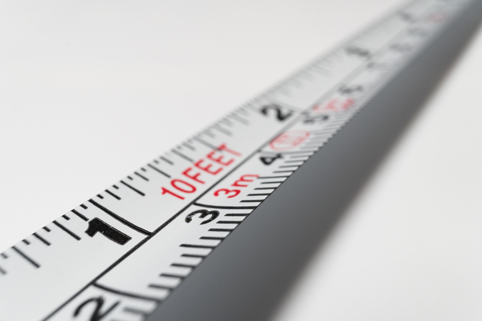White tape measure zoomed in