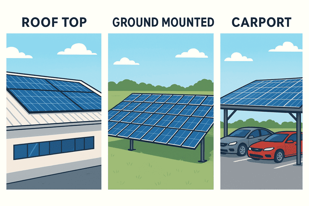types of solar installation for commercial space