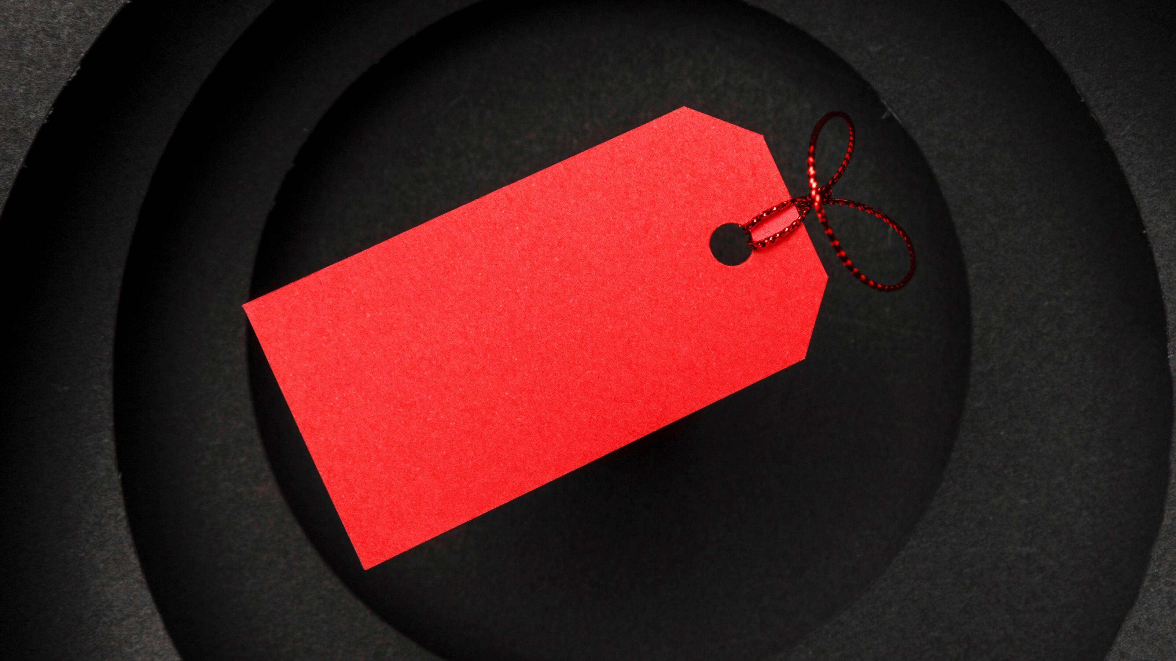 Blank red price tag ready for sale pricing