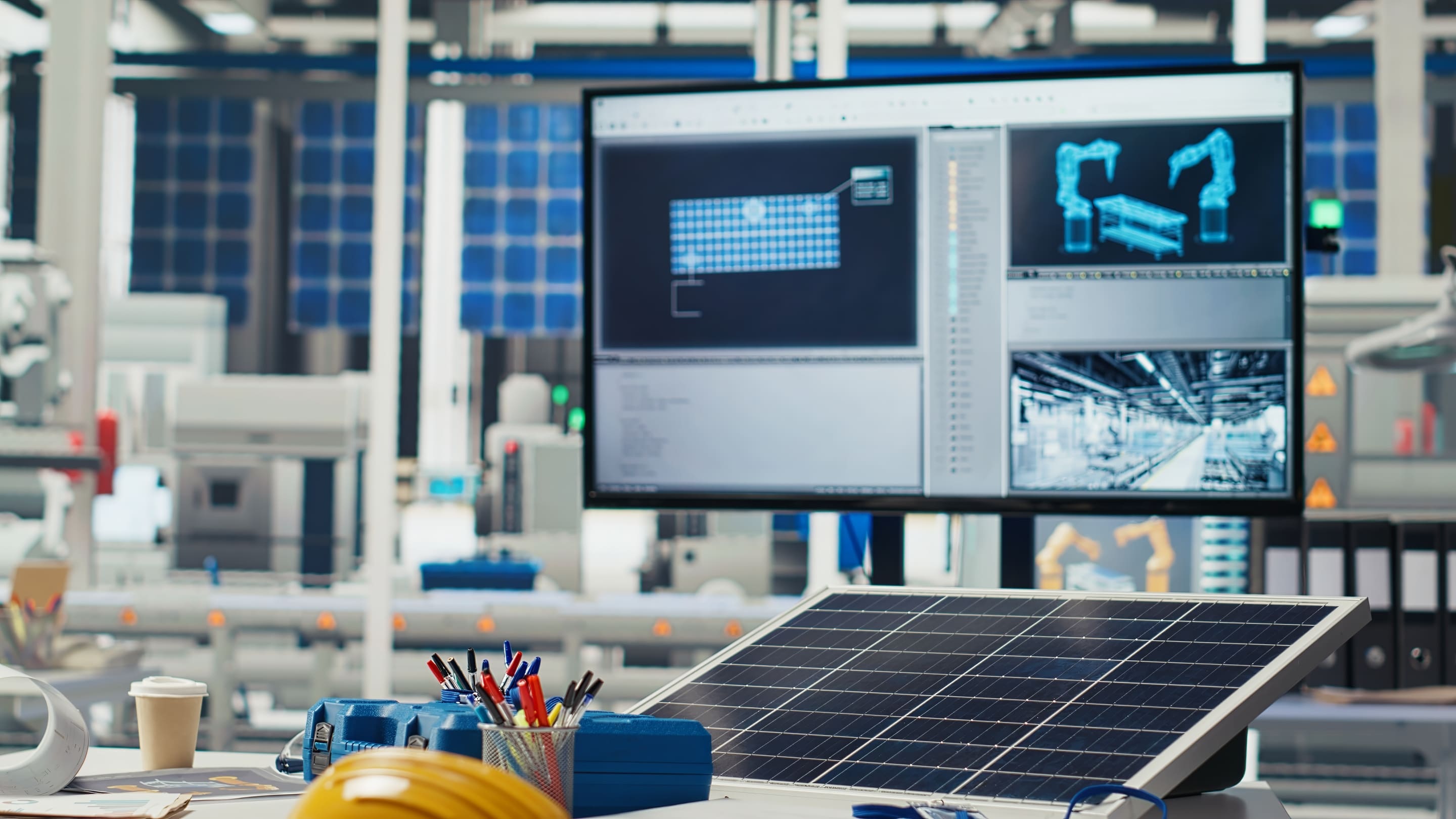 Computer monitor shows software used to design solar