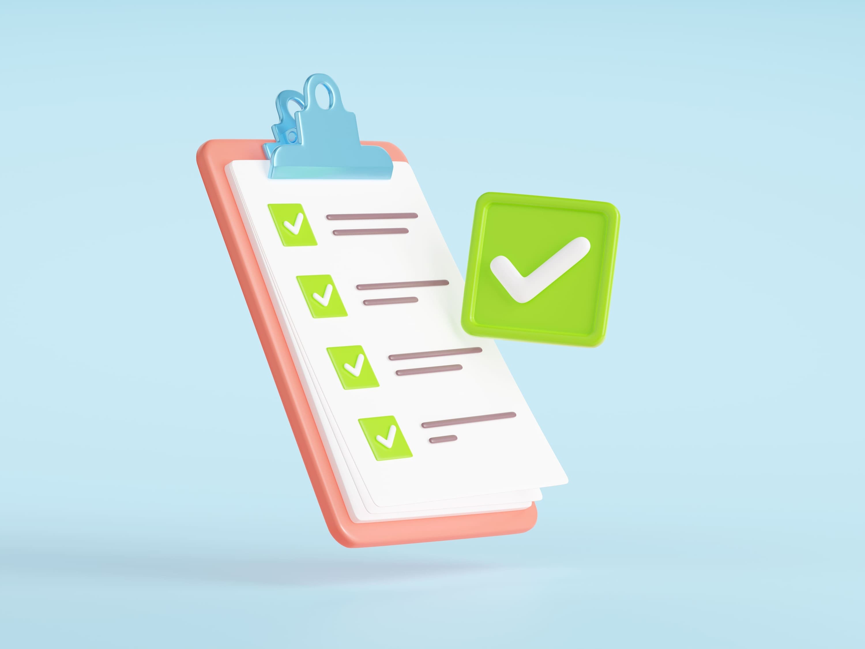 3D clipboard shows completed to-do list tasks
