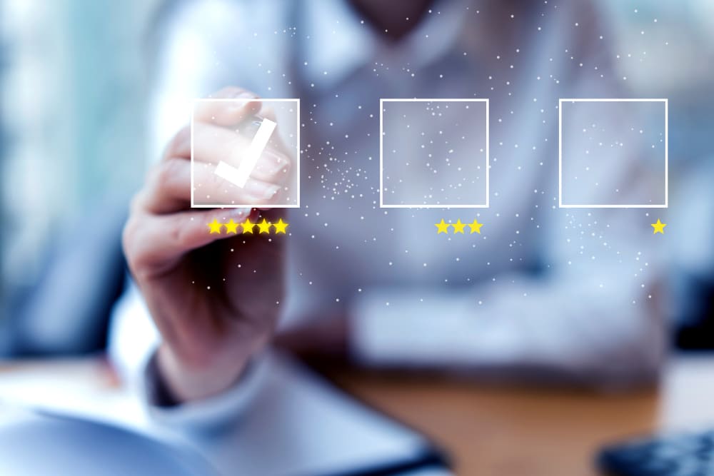 man checking on  5 starr as sign of best practice