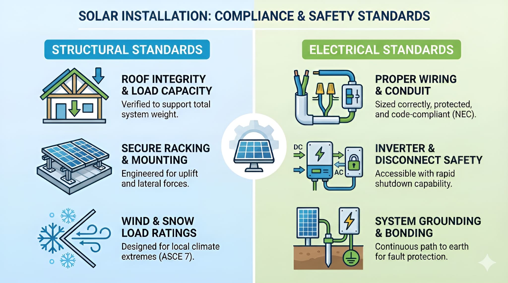 Solar installation compliance checklist structural and electrical